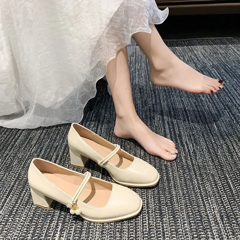 2025 Net Red Soft Soles Do Not Tired Korean Women's Singles Shoes One-Word Buckle With A Niche Design Sense Mary Jane Shoes HZ0115