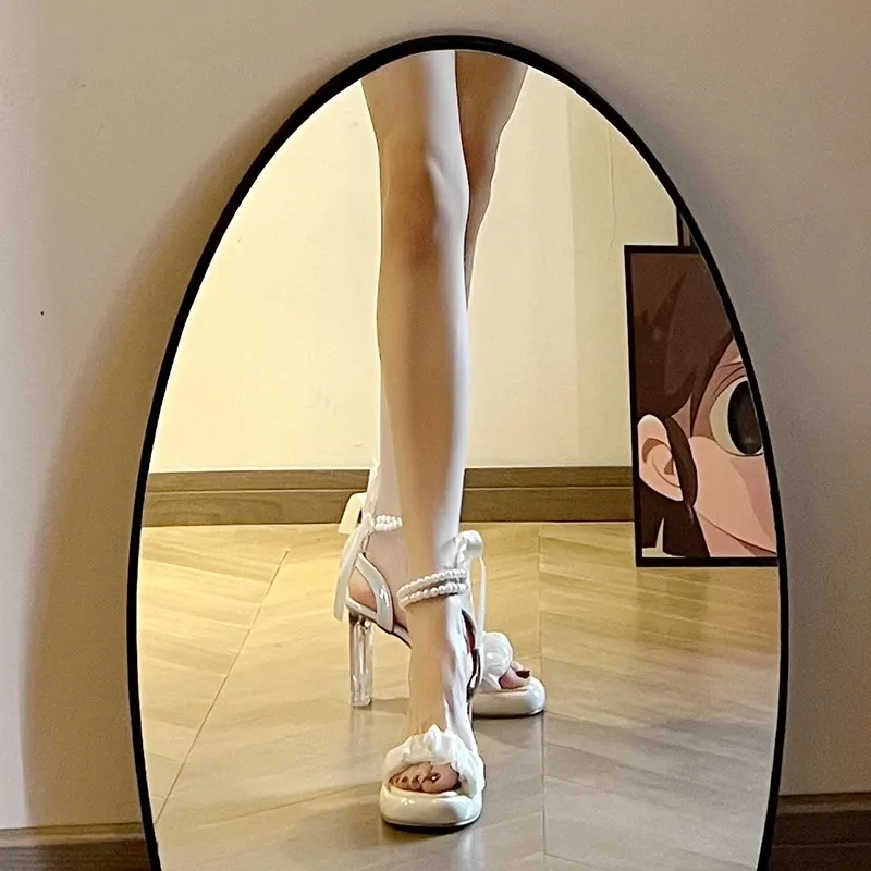 High-Heeled Women 2025 Summer New Temperament Pearl French Coarse Sandals Female Fairy Wind Slippers Women's Shoes HZ0115