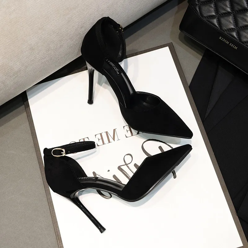 Tuff Face 2025 Spring New Black Pointed Hollow Sexy High Heels Women With Fine Heel Single Shoes HZ0115