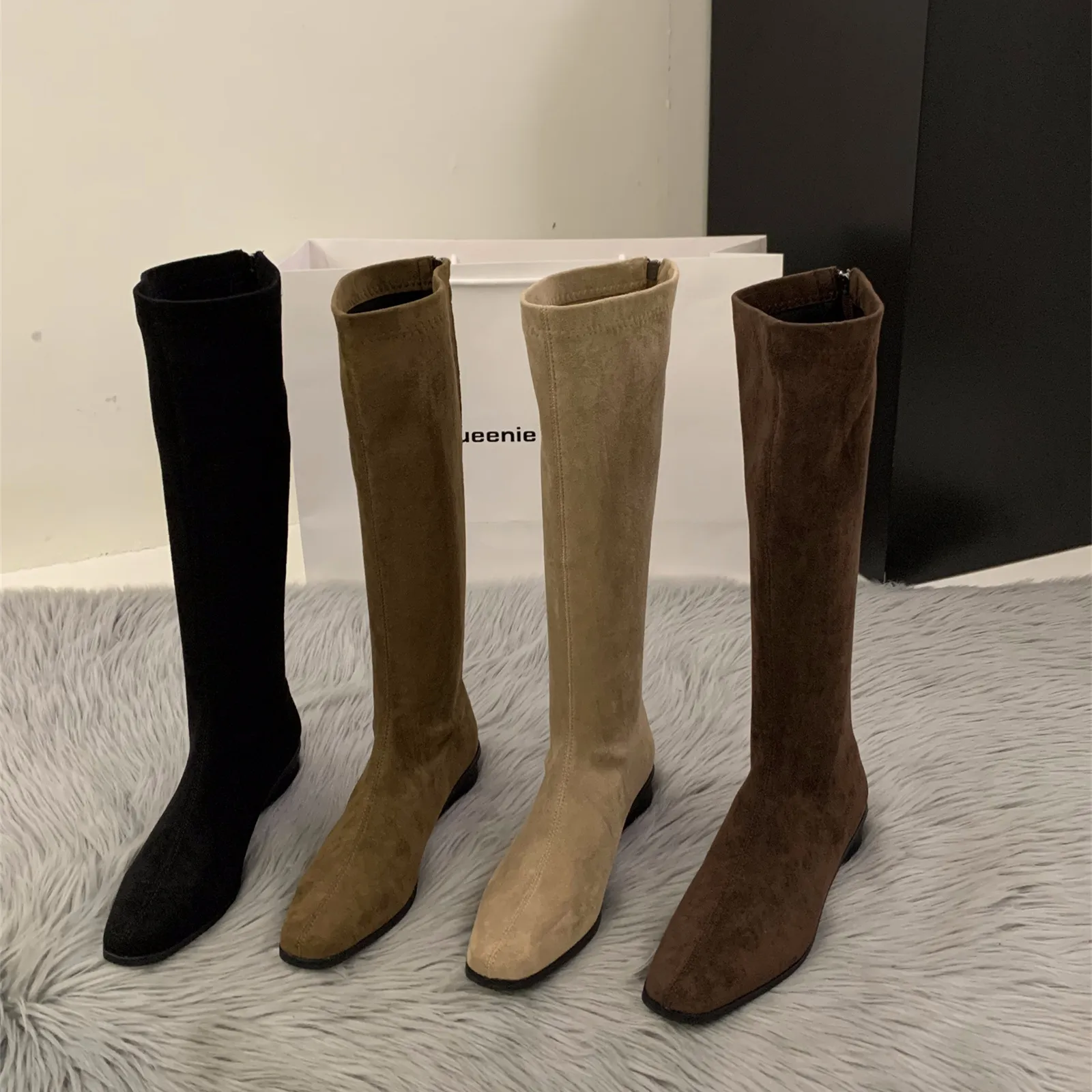 Coarse Heel Tip Velvet Thin Long Boots Women's Shoes 2025 New Autumn And Winter Korean Version Of The Long Boots Knight Boots HZ0115