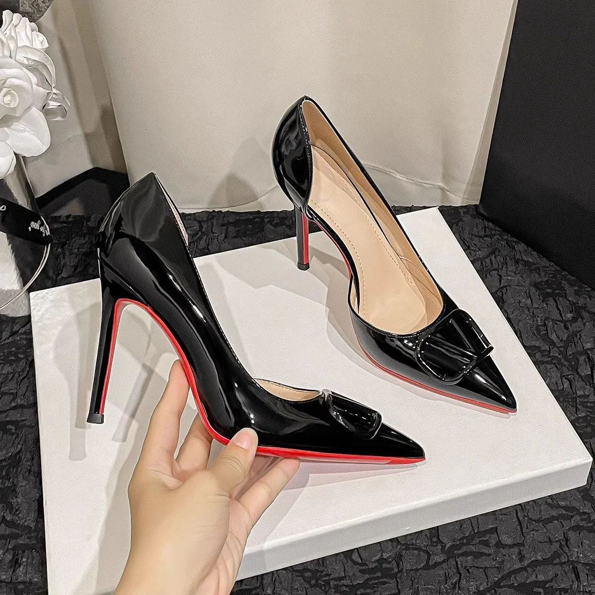 Sexy Pure Lusty Design High Heels Spring And Summer New Personality Small Finger High-Point Fine Heel Single Shoes HZ0115