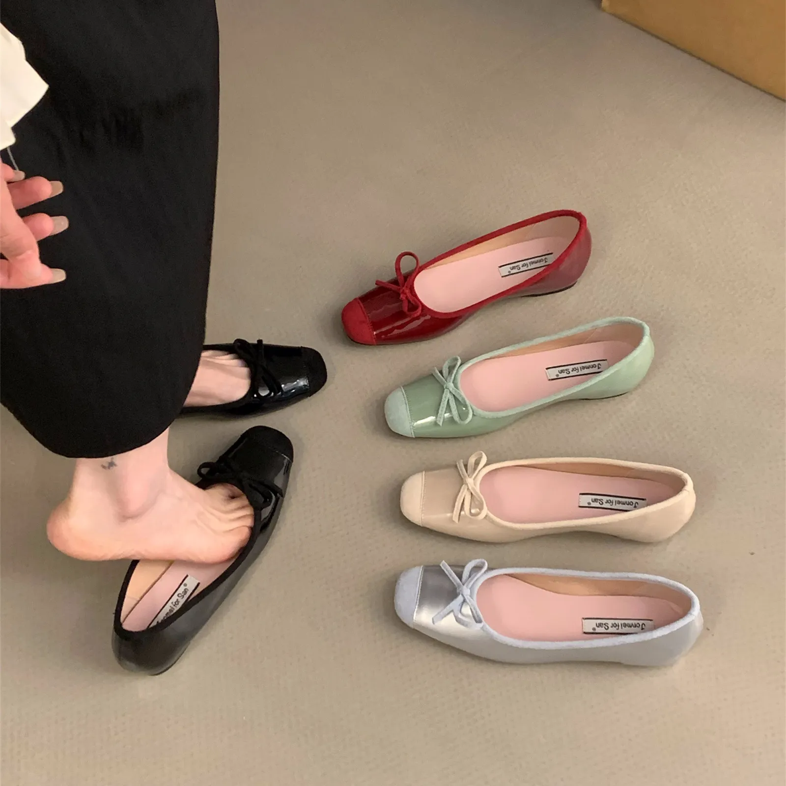Inner Height French Small Red Single Shoes Women's Shoes Spring And Autumn 2025 Summer Bow Ballet Gentle Evening Shoes HZ0115