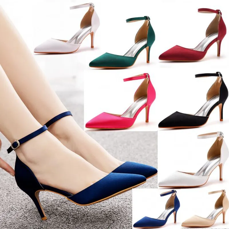 7 Cm Fine Heel Plus-Size Sandals Banquet Women's Shoes High-Heeled Sandals High-Heeled Sandals Satin Dress Long Skirt Shoes HZ0115