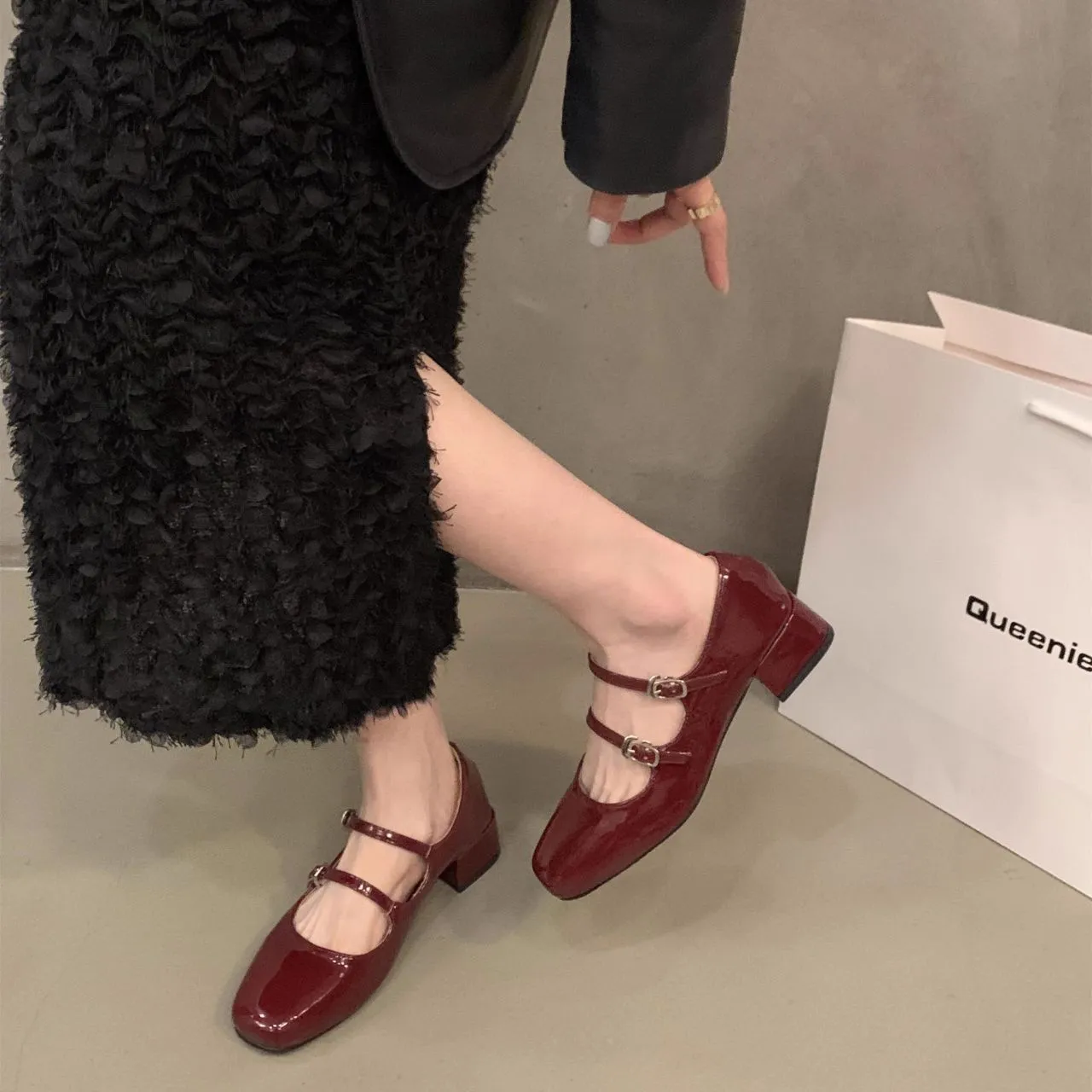 Wearing The Daily Commute To Increase The Thin And Coarse And Small Skin Spring And Summer New French Gentle Evening Evening Wind Mary Jane Single Shoes HZ0115