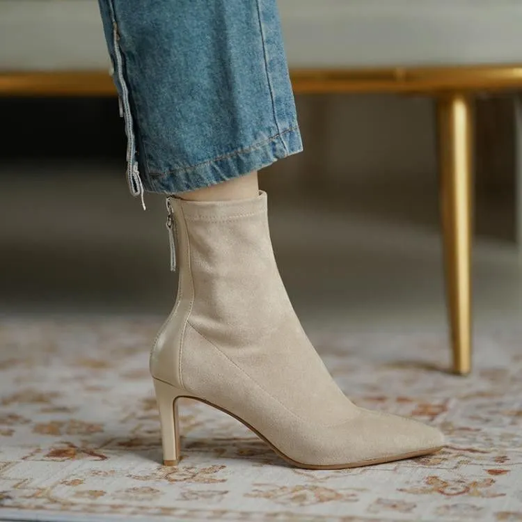 Fashion Short Boots Women 2025 New Retro Fashion Pointed Knight Boots Thick Bottom Increase Martin Boots Korean Version Of Coarse Boots HZ0115