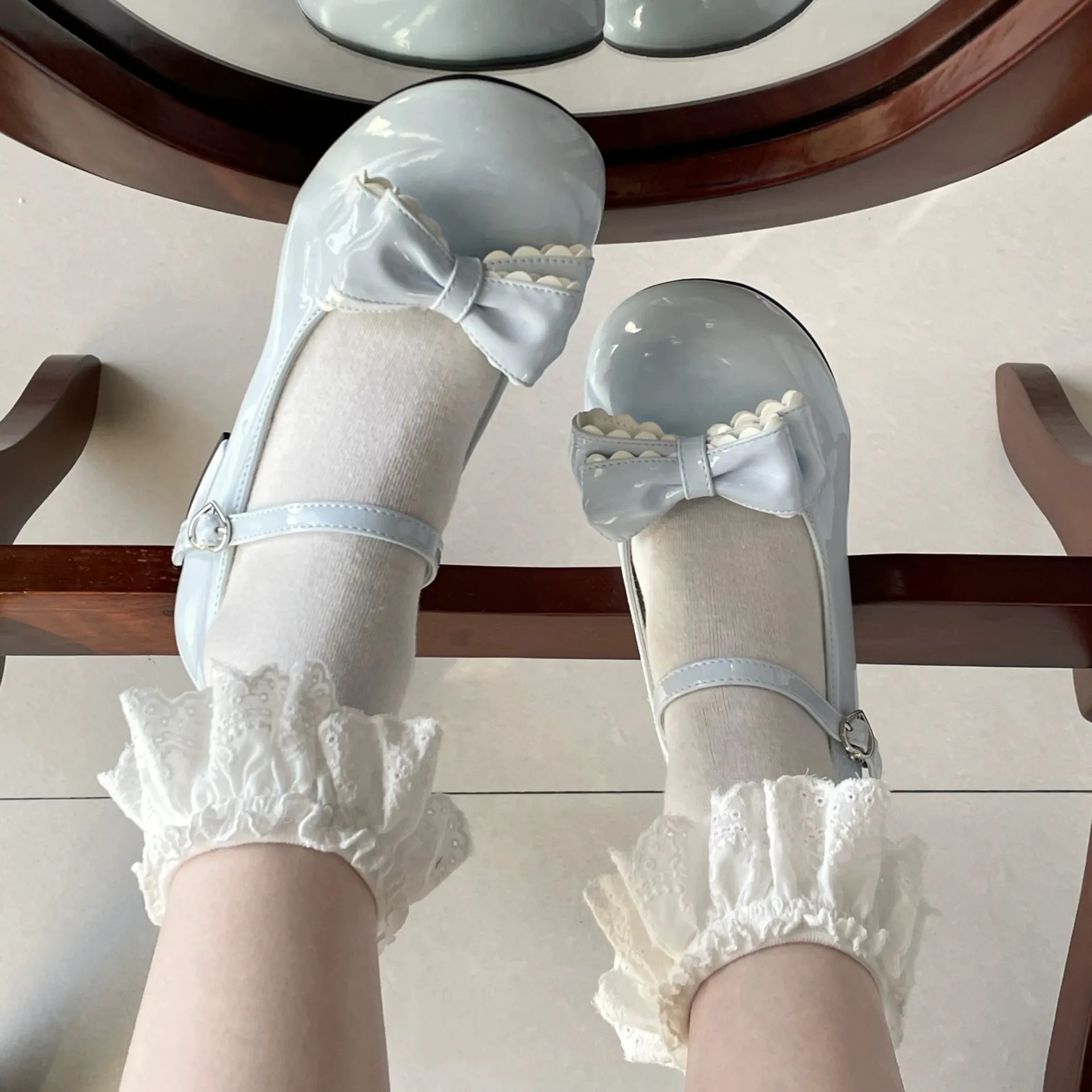 Cute Princess Wind Lolita Shoes Round Head Bow Lo Shoes 2025 New Daily Sheel Mary Cherish Shoes HZ0115