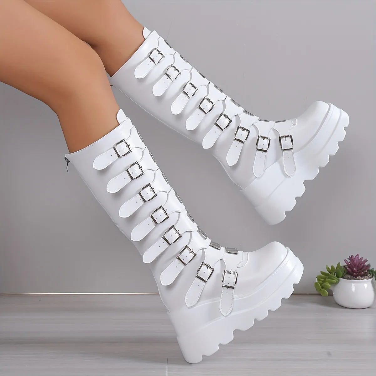 Demonia With Thick Bottom Boots 2025 New Gothic Slope And High-Heeled Boots Girl Punk Chia Knight Boots HZ0115