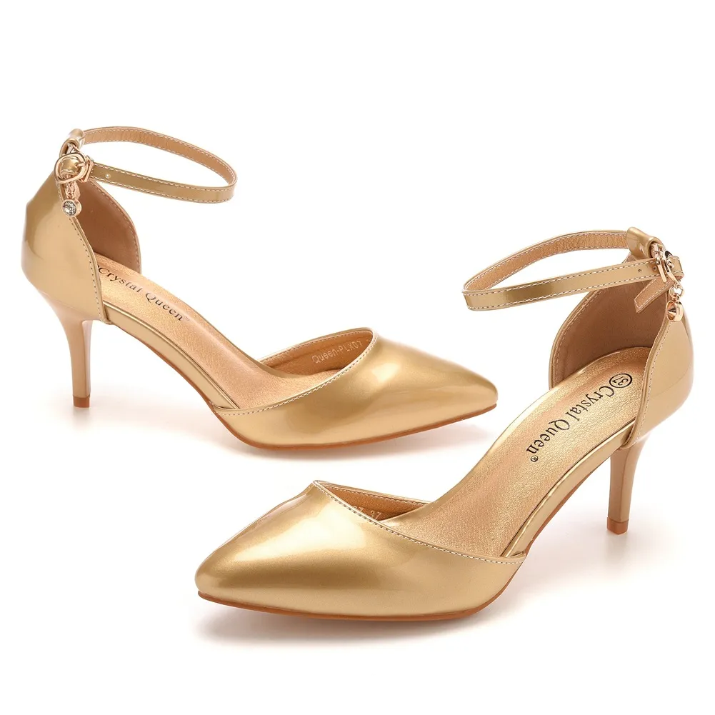 7 Cm Large-Size Sandals Fine-Heeled Pointed Sandals White Pointed Shoes Women's High Heels Wedding Shoes HZ0115