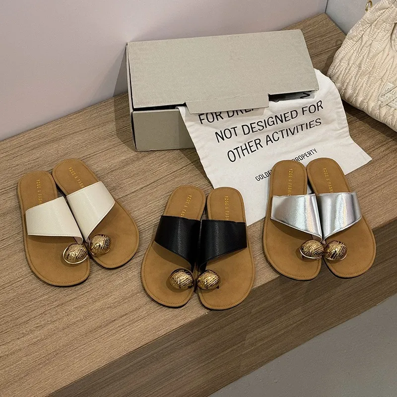 Women's Toe-Slippers Wear A New Korean Version Of French-Style French-Style Fairy-Style Beach Shoes In The Summer Of 2025 HZ0115
