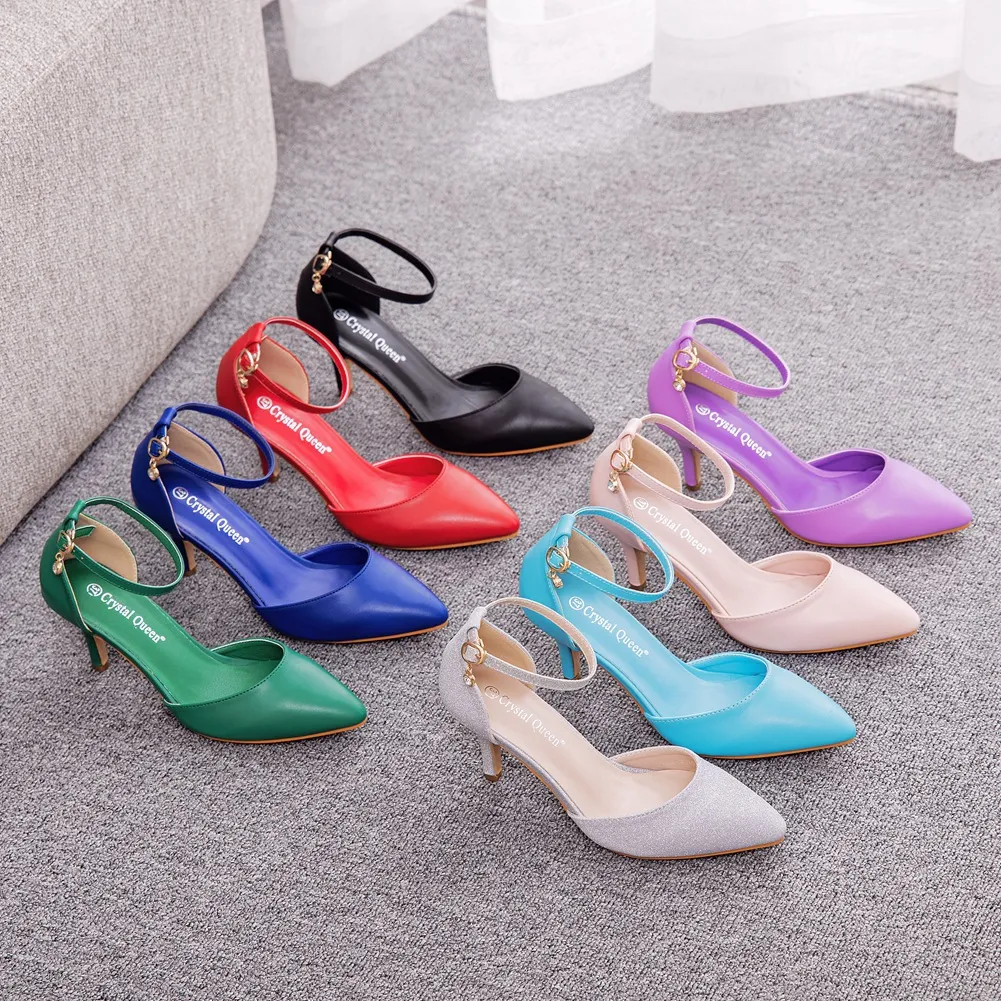7 Cm Large-Size Sandals Fine-Heeled Pointed Sandals White Pointed Shoes Women's High Heels Wedding Shoes HZ0115