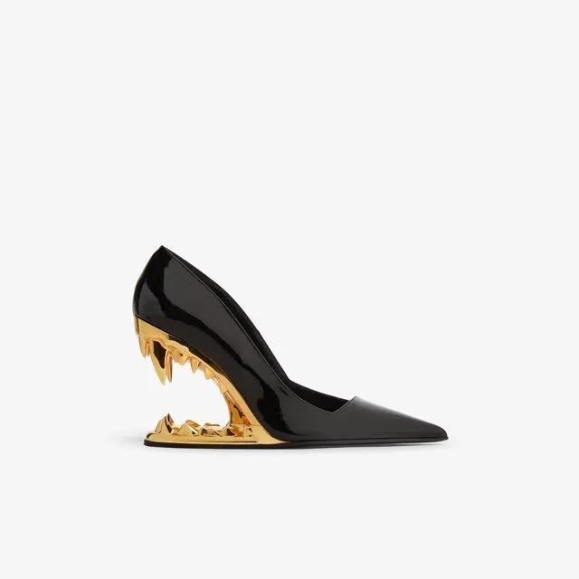 25 New Pointed Bag Head Pedal Metal Teeth High Heel Single Shoe Shaped Heel Large Women's Shoes HZ0115