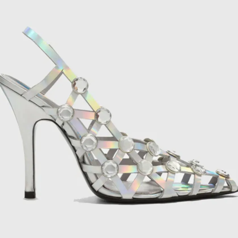 2025 Spring And Summer New Fashion Diamond Magic Luxury High Heel Sandals Sexy Fine Heel Pointed Shoes Women's Shoes HZ0115