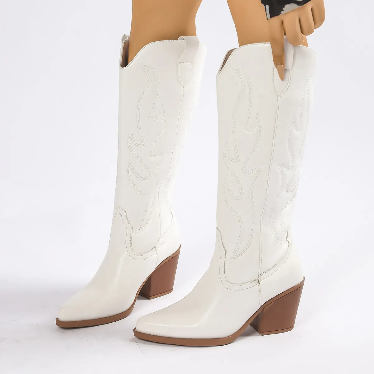 Women's Boot Embroidered Long? Boots 2025 Female Knight Boots Coarse And High With Western Cowboy Vintage Tide Boots HZ0115