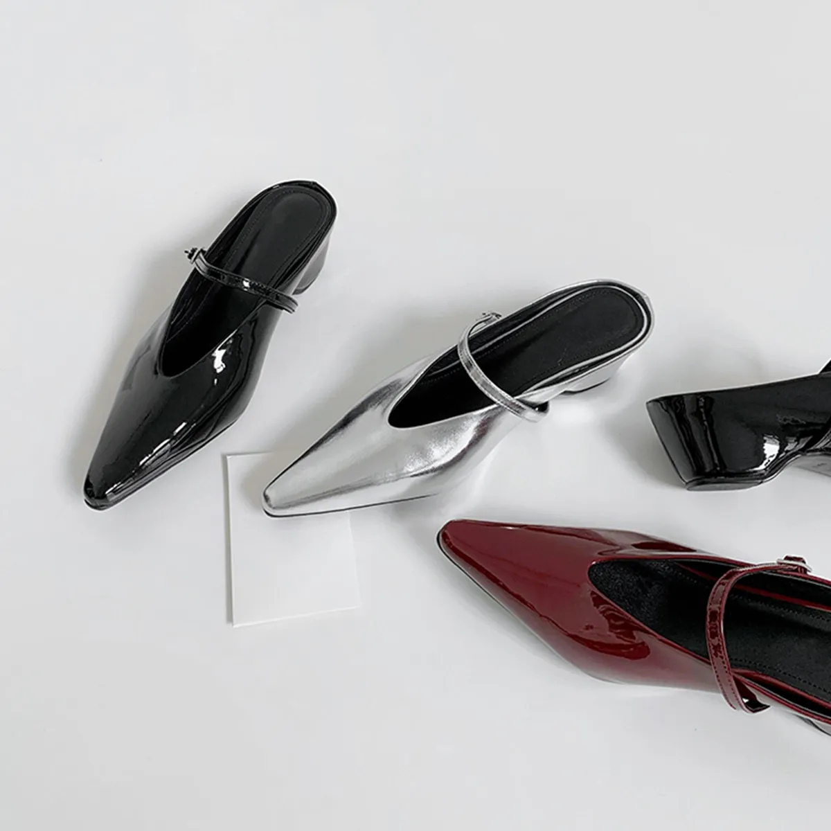 Internal Height Height Half Slippers Female One-Word Buckle Point-And-Head Single Shoe Pedal Temperament Bag Head Shoes HZ0115