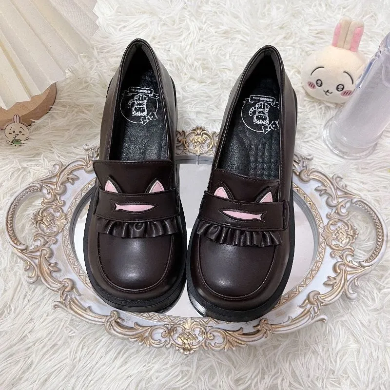 Sweet And Sweet Puff Academy Wind 2025 New High-High-Role Round-Headed JK Uniform Shoes Ultra-Soft And Comfortable Student Shoes Lolita HZ0115