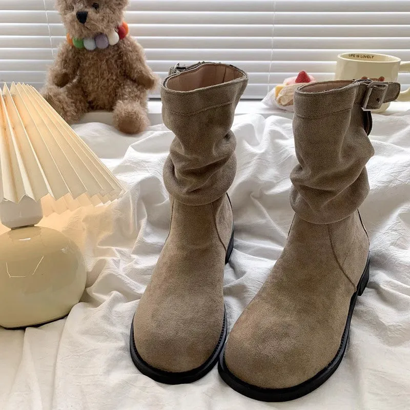 Vintage Boots Cowboy Boots Women's Shoes 2025 New Autumn And Winter Single Boots Pile Boots Boots Small Short Boots Martin Boots HZ0115
