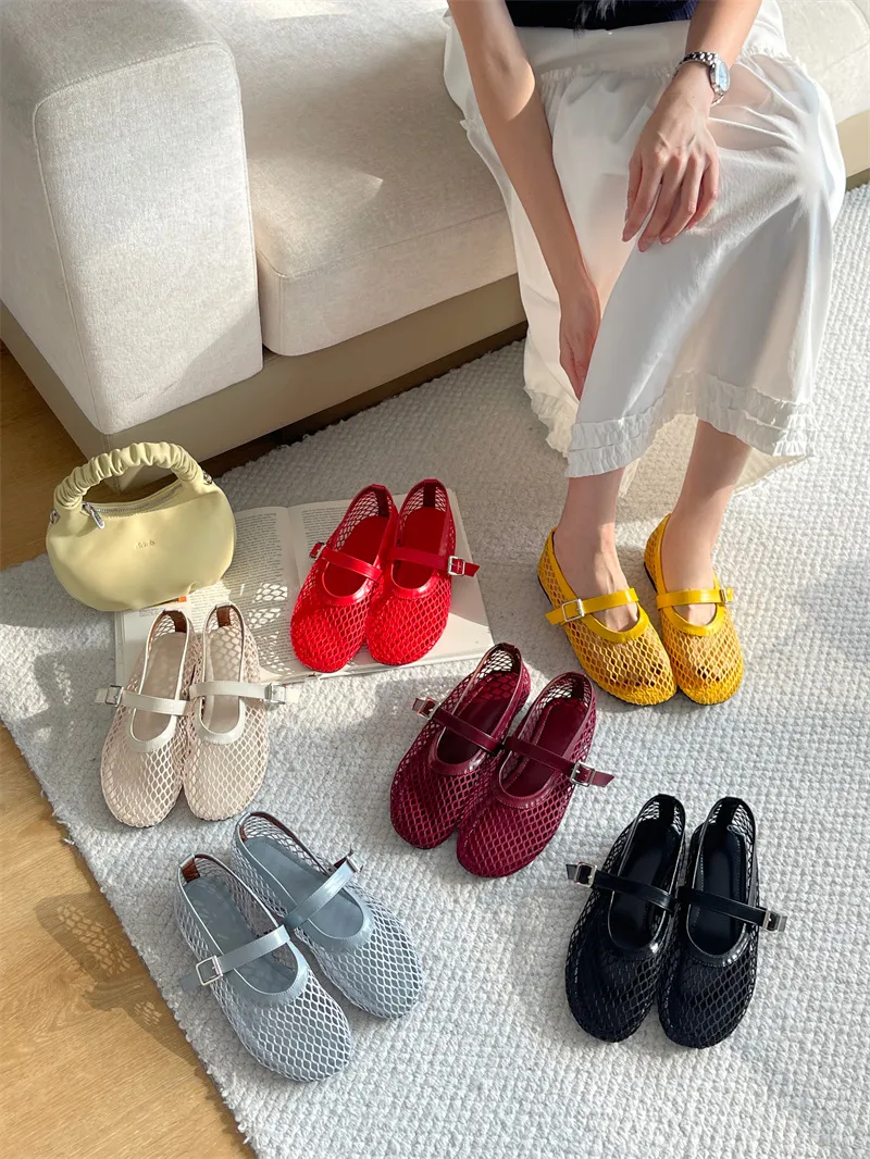2025 New Fishing Net Hollow Low Help Shallow Single Shoes Women's Shoes HZ0115