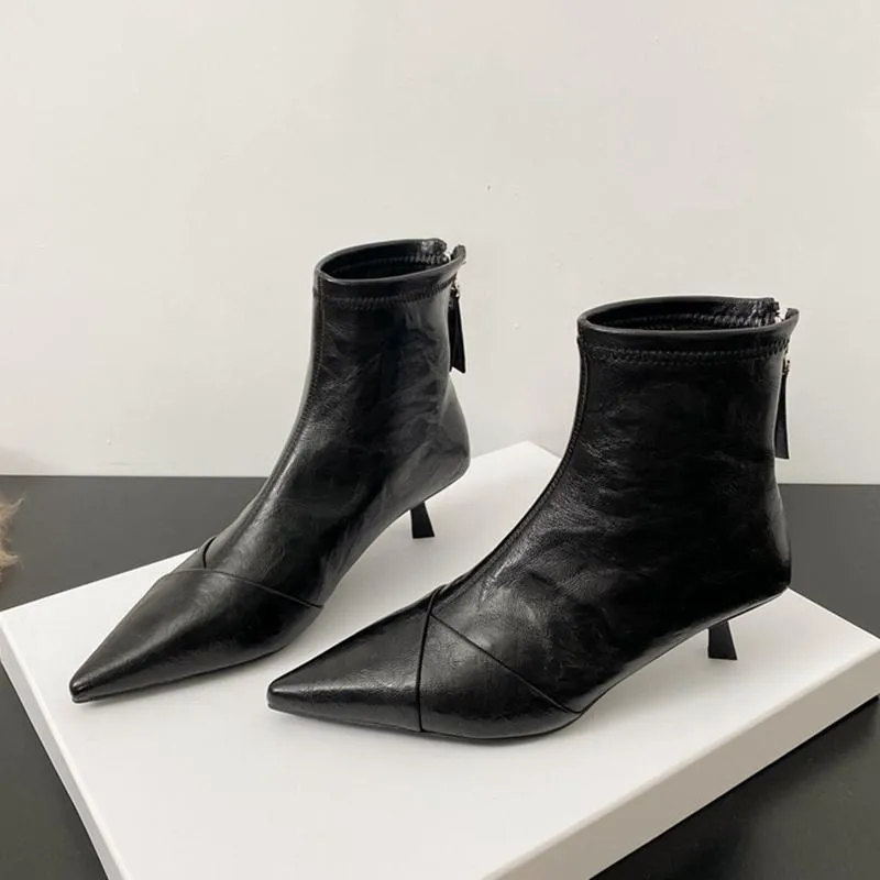 Sharp-Headed And Thin Boots 2025 Winter With Short Boots Plus Velvet Chelsea Boots HZ0115