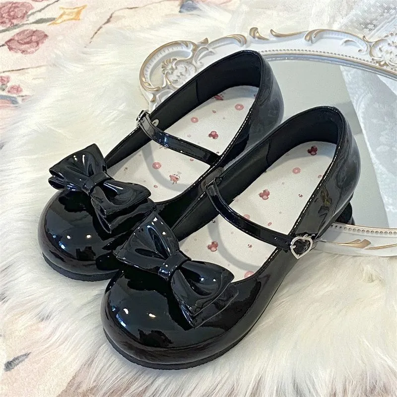 Cute Bow Lolita Shoes Lolita JK Small Leather Shoes 2025 New Round Head With Mary Jane Single Shoes HZ0115