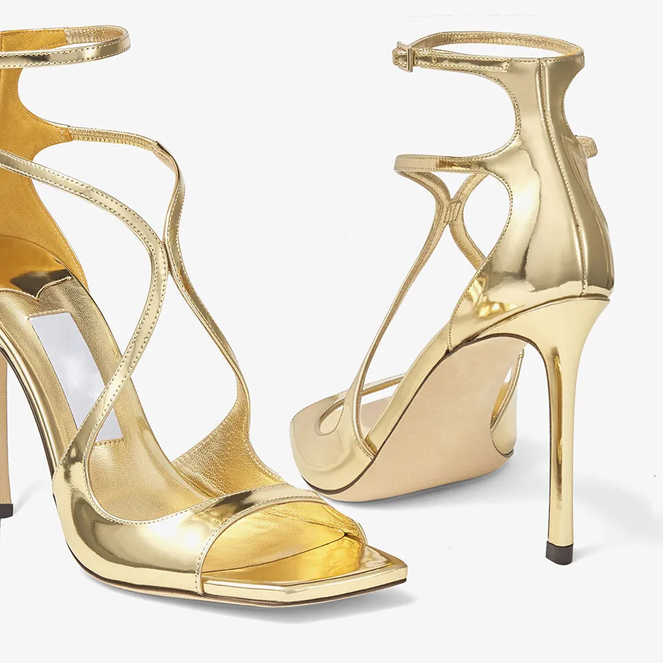 Second Burst Spring And Summer New Cross-Word Buckle Toe Fine Heel High Heels Jimmy Female Paint HZ0115
