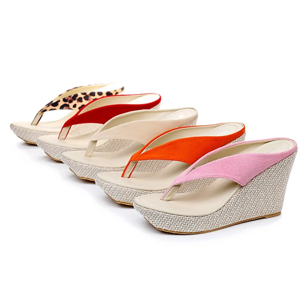 9 Cm Bohemian Beach Sandals Thick Soles Heel Clipper Waterproof Table Word Toe Slippers HZ0115