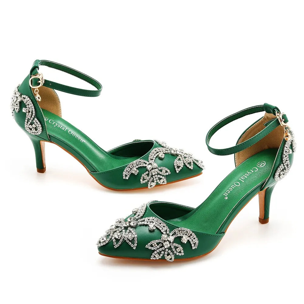 7 Cm Large-Size Sandals Fine Heel Head Water Drill High Heeled Sandals White High Heels Wedding Shoes HZ0115