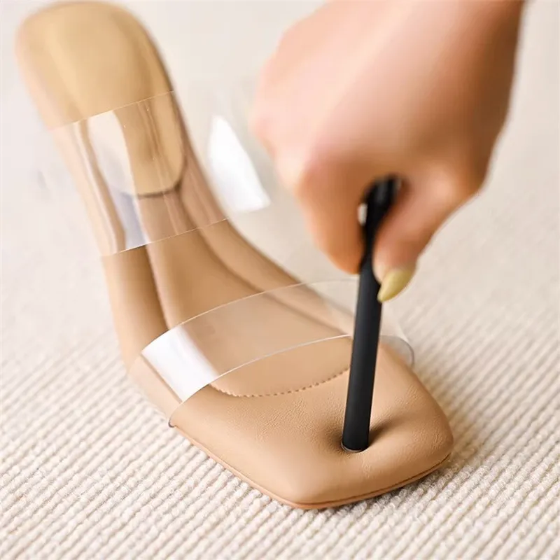 Fairy Breeze Transparent Sandals Girl Small Man Not Tired Feet High Heels On The Stingy Feeling Crystal Cool Slippers Outside Wearing Large Shoes HZ0115