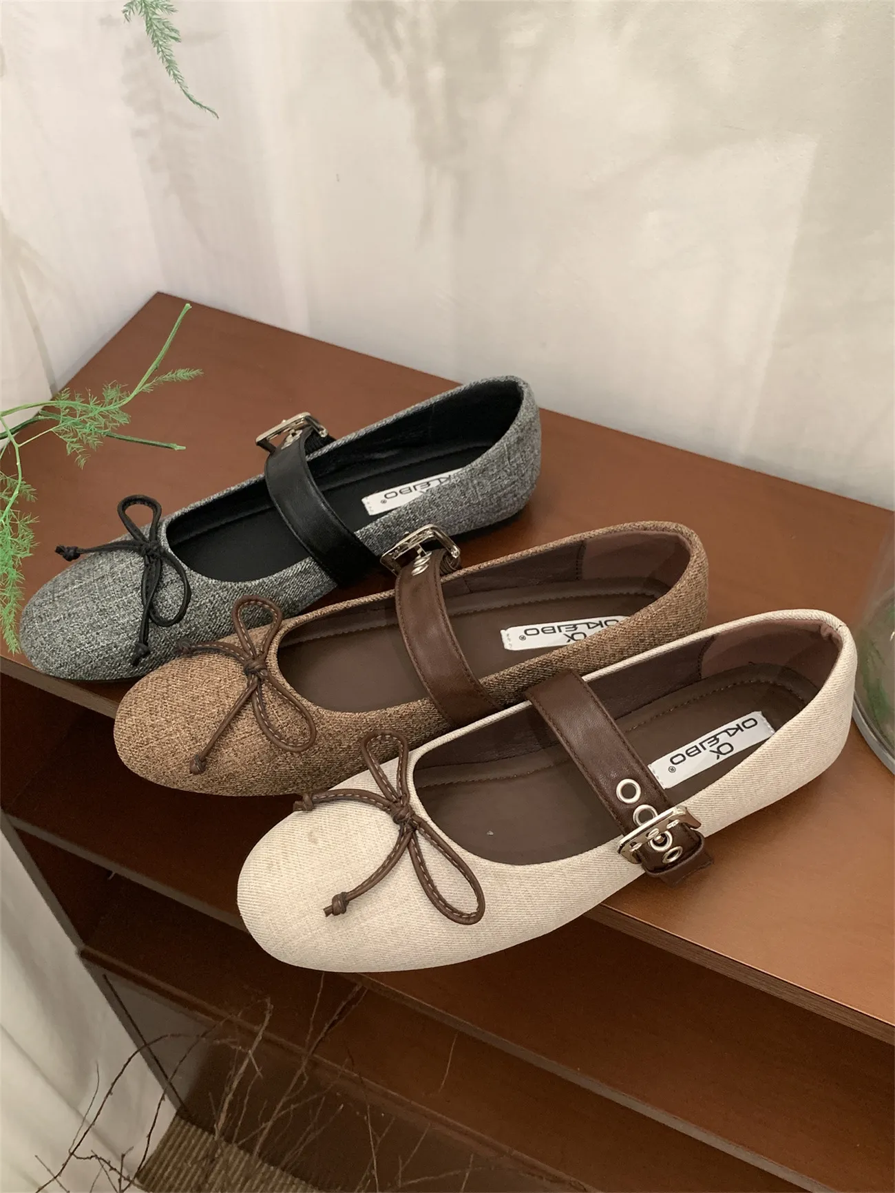 Mary Jane 2025 Summer New French Retro Round Head Small Buckle With Light-Slace Ballet Single Shoes HZ0115