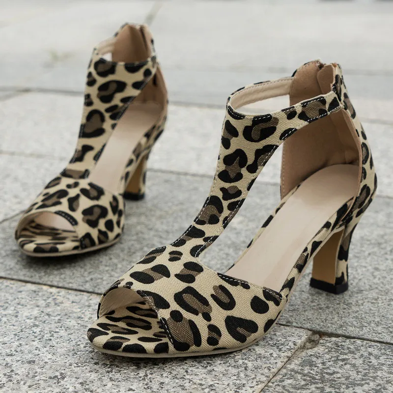 T-Shaped Side-Sided Sandals Women's Fashion Bag Zipper Fish Mouth Sandals Large Summer Wearing High-Heeled Sandals HZ0115