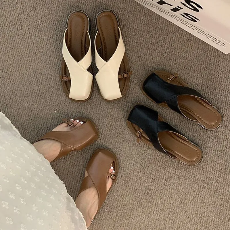 Small Fragrant Temperament Bag Head Half Slippers Women 2025 Summer Version Of High-Slip Shoes Wearing Slippers HZ0115