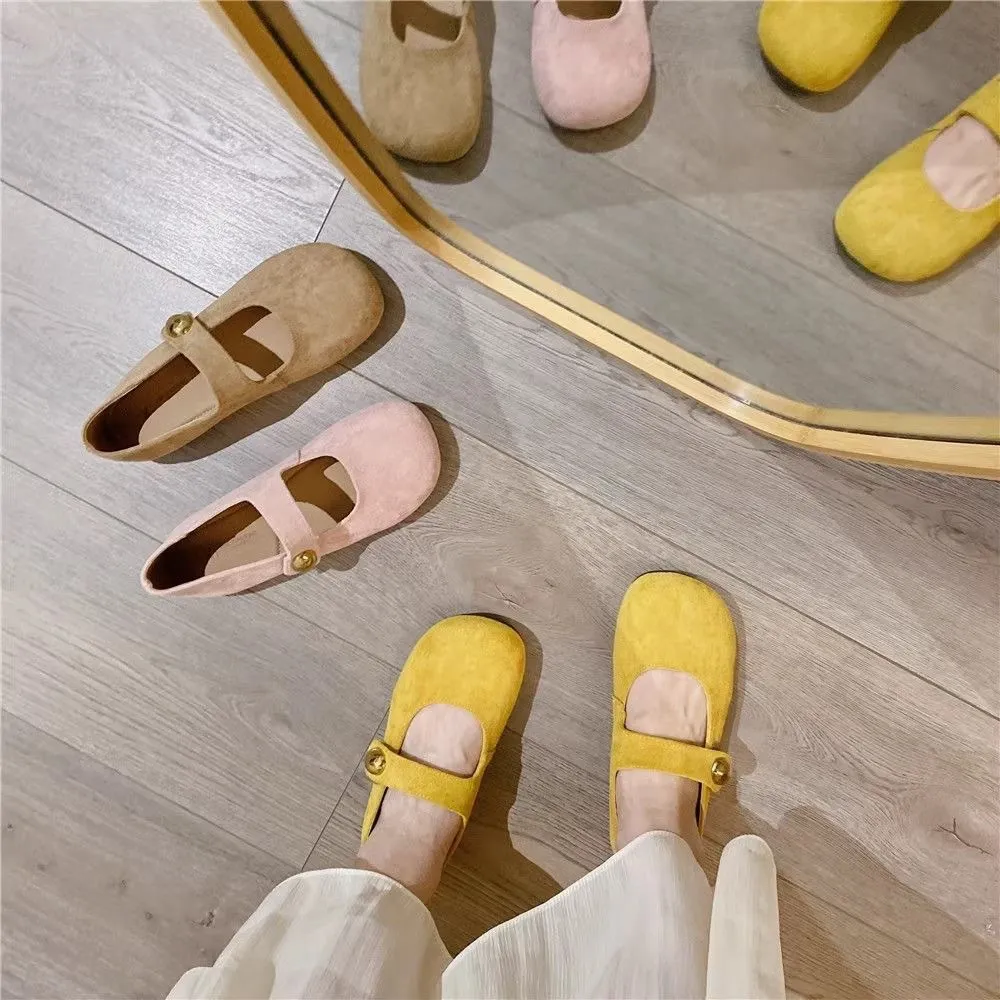 Sweet And Cute Girl Wind With Mary Treasure Shoes Summer New Daily Frosted Round Head Shallow Mouth Single Shoes HZ0115