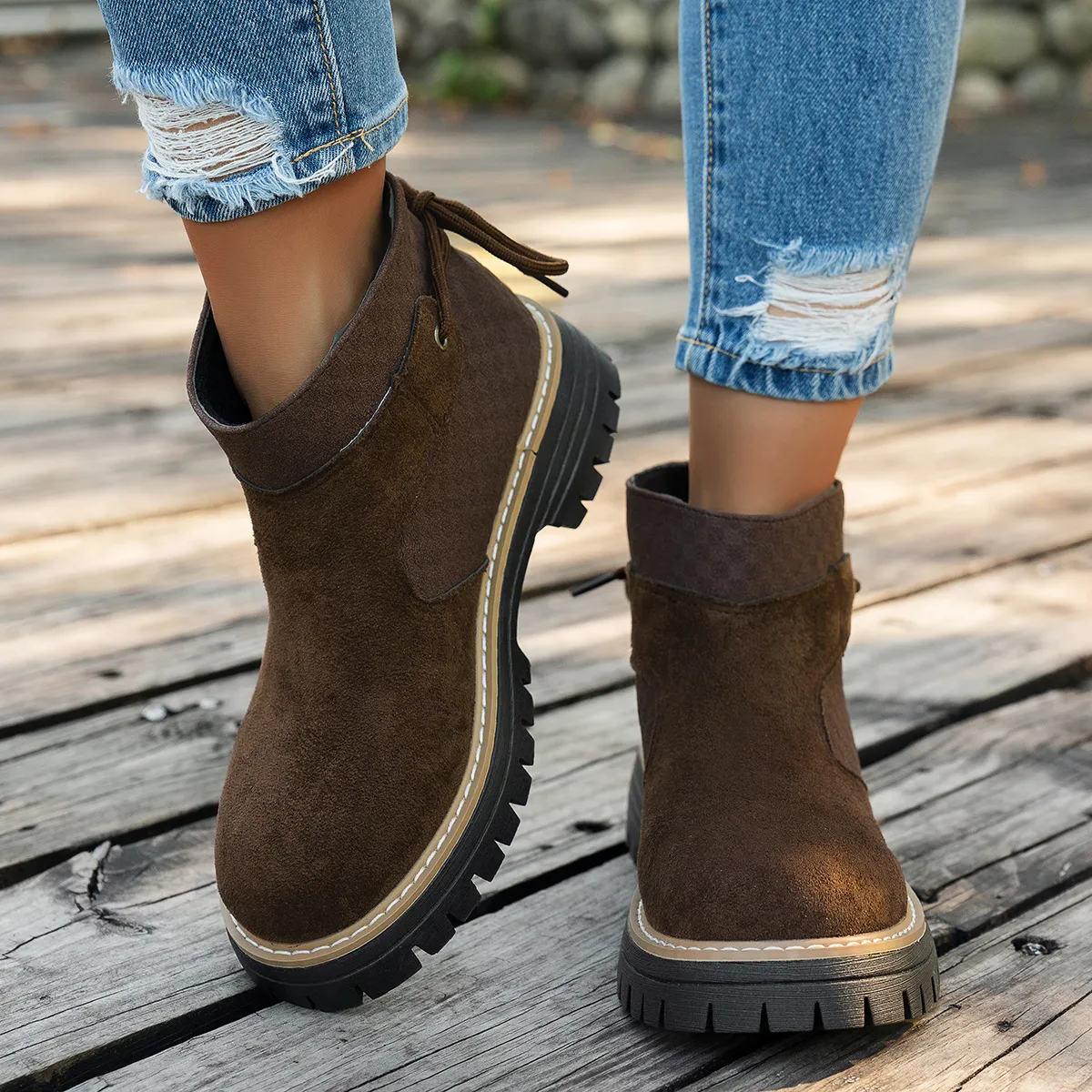 Size 36 To 43 Autumn And Winter Is Beautiful With Coarse And Velvet Side Zipper Fashion Boots HZ0115