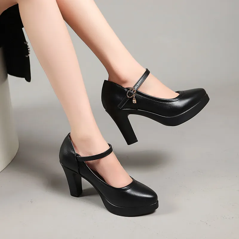 Waterproof Table High Heel Mary Jane Fashion Women's Shoes 2025 New Design Feels Comfortable One-Word Sexy Women's Shoes Large Size HZ0115