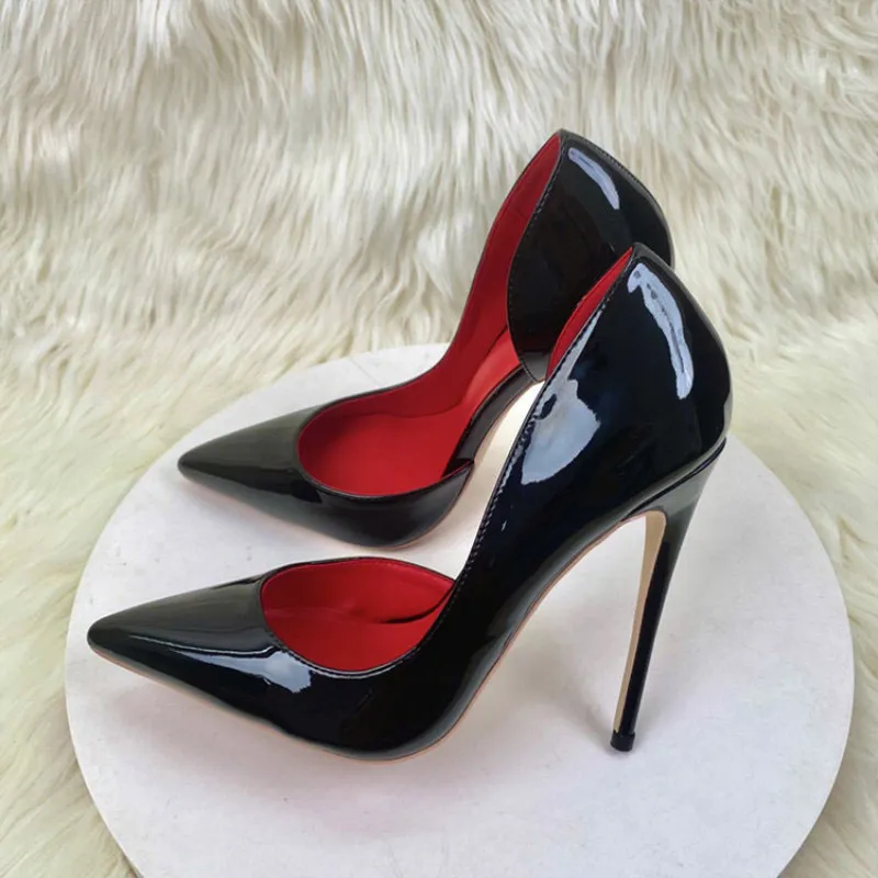 High-Heeled Bed Cannon Shoes Women's Fine Heel 2025 New Autumn Black Red Back 10 Cm Sexy Pointed Single Shoes HZ0115