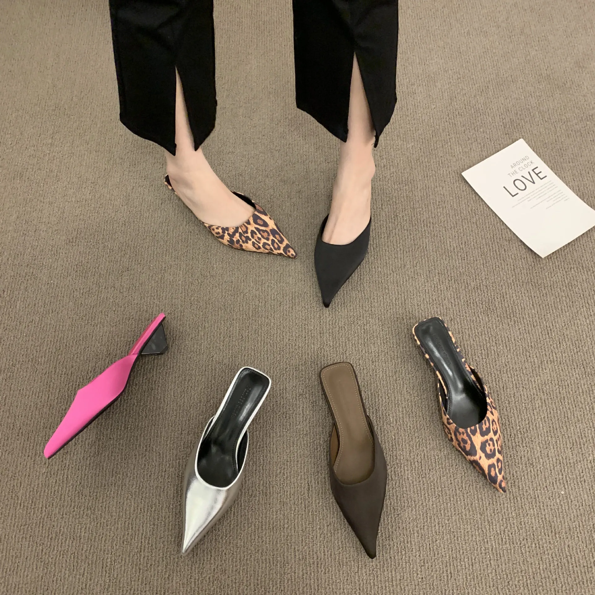Muller Drag Slippers Women's Small Side Half-Dragging 2025 Spring And Summer New Baotou Cat And Alien And Cold Drag Korean Version HZ0115