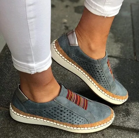 2025 Ms. Casual Single Shoe Flat Bottom Large Thick Base Breathable Women's Shoes Light Leisure Fashion HZ0115