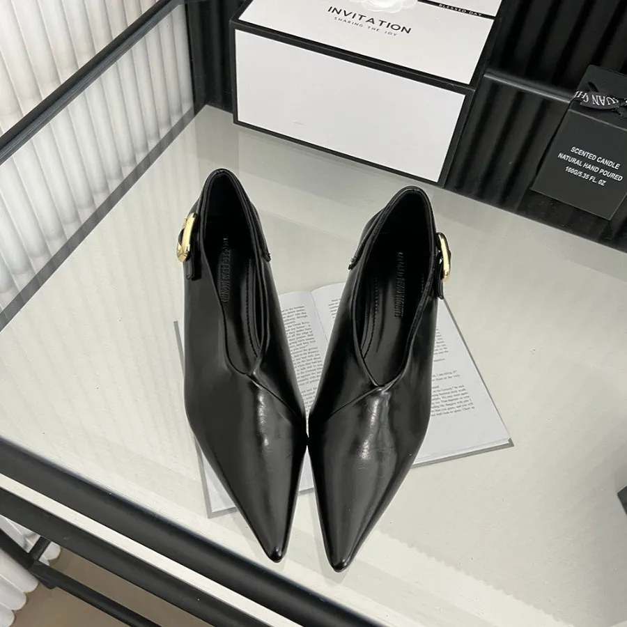 French Pointed Cat Heel Single Shoes Women 2025 Spring New High-Heeled Fine Heel Shoes Work Shoes HZ0115