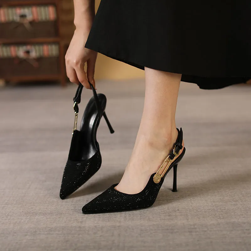 Long Standing Not Tired Elegant Fashion Shoes Women 2025 Summer Retro Pure Color High Heels Outside Wearing Skirts And Anti-Slip Shoes HZ0115