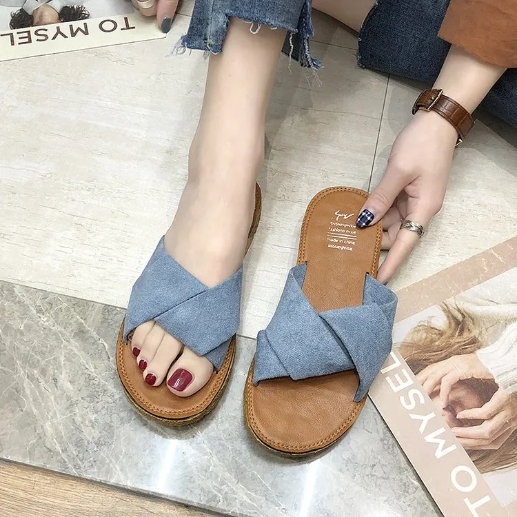 Cool Slippers Women 2025 Spring And Summer New Fashion Wear A Word Cool Drag Level And Leisure Cross-Cool Slippers HZ0115