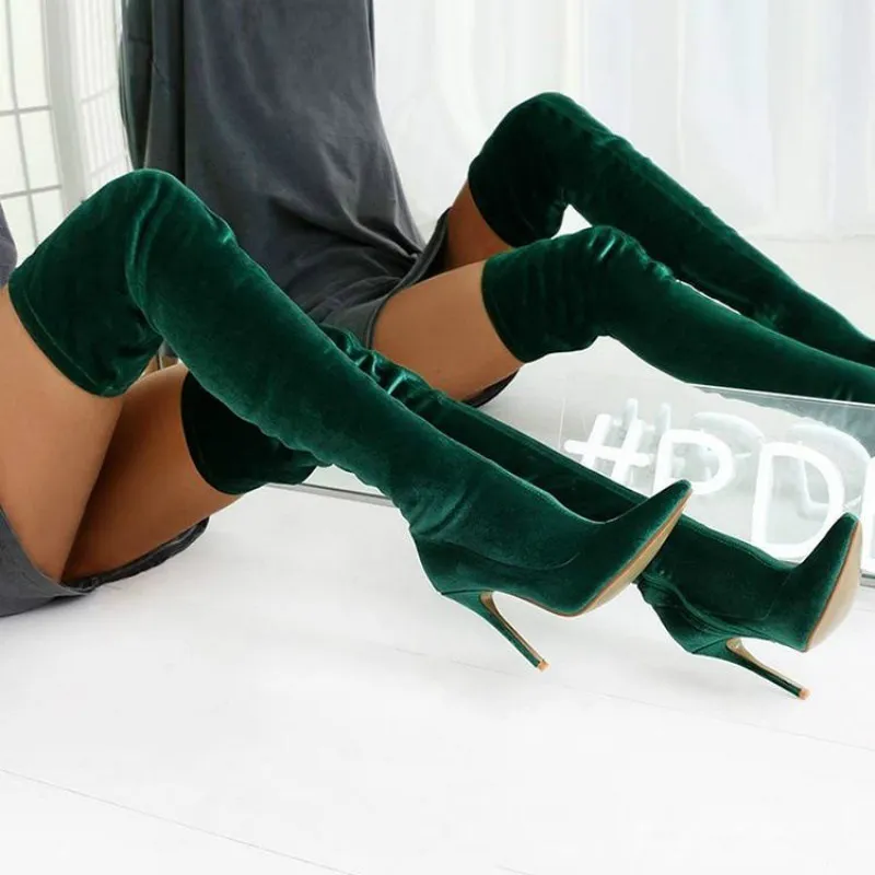 Women's Boots 2025 New Over Knee Boots Sharp Head High And Grind High-Heelled Boots HZ0115