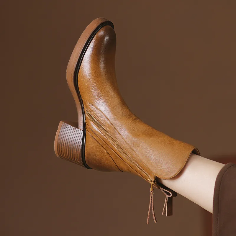 Original `Chelsea Boots Autumn Coarse And Brown Short Boots Lady British Handsome Martin Boots Boots Boots HZ0115