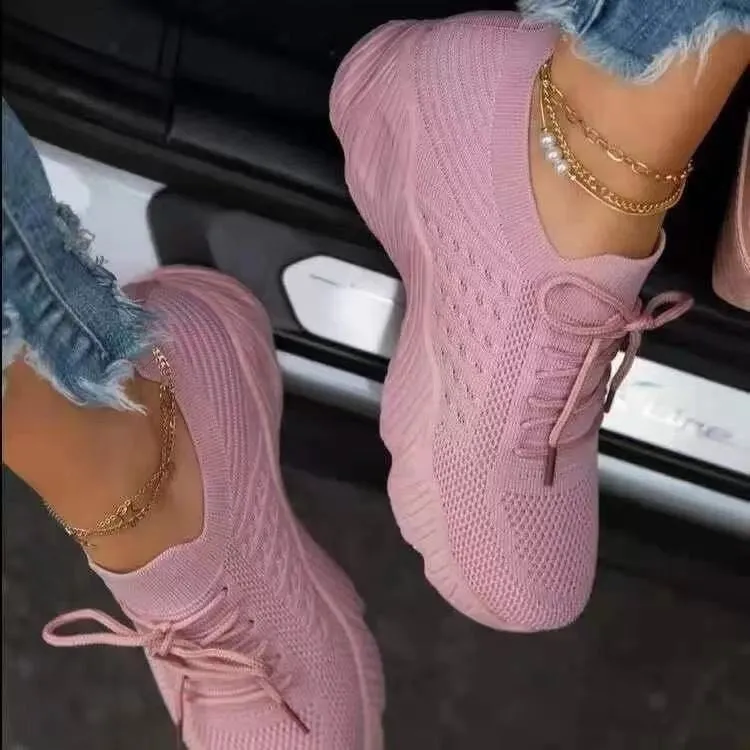Summer New Large-Size Leisure Single Shoes Thick-Soled Solid Color Tie With Flying Pedal Flat Shoes HZ0115