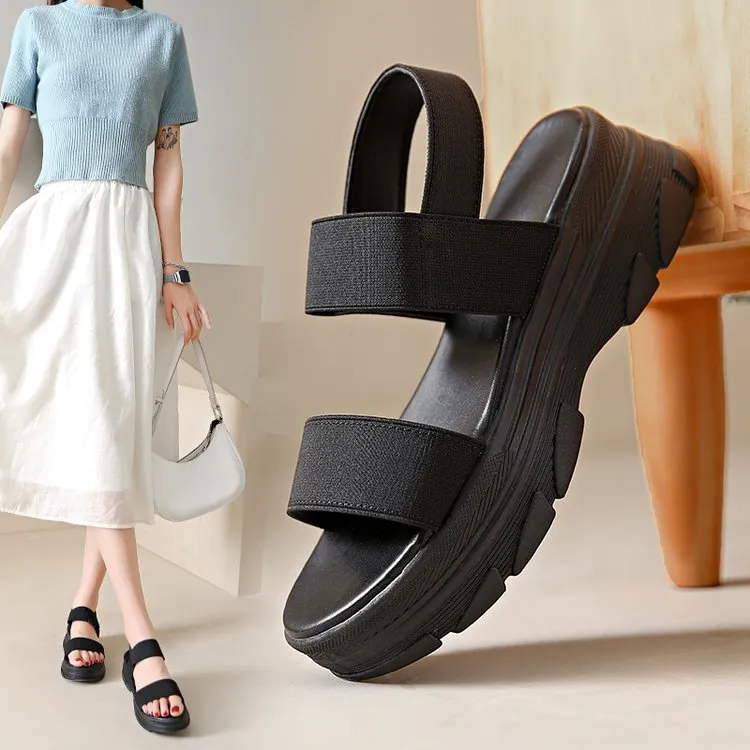 Thick-Soled Sandals Women's 2025 Spring And Summer Korean Edition New Fashion Leisure Dew Flying Weaving Beach Sandals HZ0115