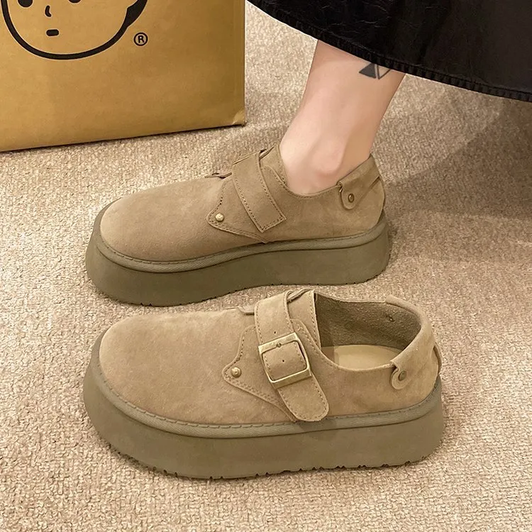 Thick-Bottomed Birken Shoes Women's New Autumn 2025 Round Head Pedal Cake Lefu Shoes HZ0115