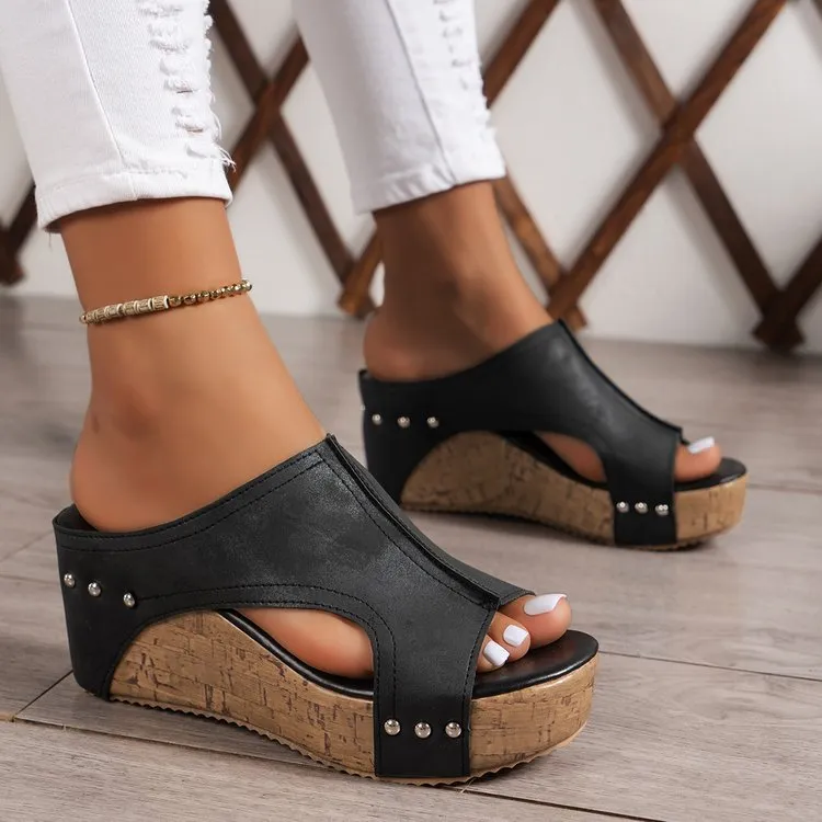 Large-Size Slopes And Slippers Women Wear 2025 Summer New Women's Thick Bottom Fish Mouth Slippers HZ0115