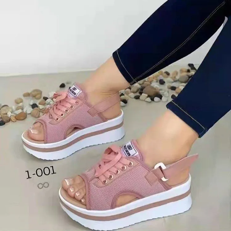 2025 New Pine Cake Bottom Fish Mouth With Magic Stick With Large-Size Casual Women's Sandals HZ0115