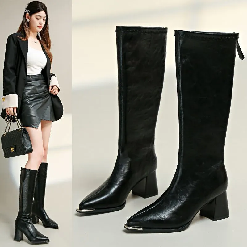 Long-Sleest Female Knight Boots 2025 New Korean Version Of High-Sleet Thin Boots White But Knee Net Red Boots HZ0115