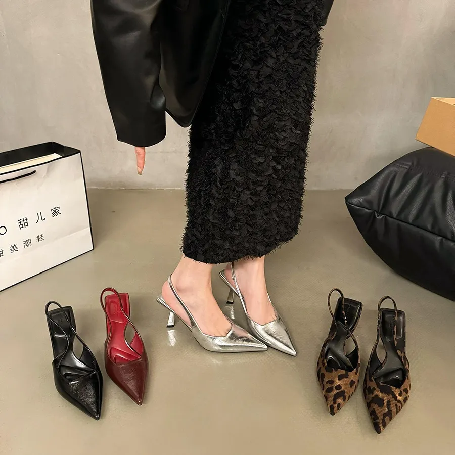 French Niche High-End Silver Bag Head Sandals Women's Shoes 2025 Spring And Summer Temperament Famous Wind High Heel Single Shoes HZ0115
