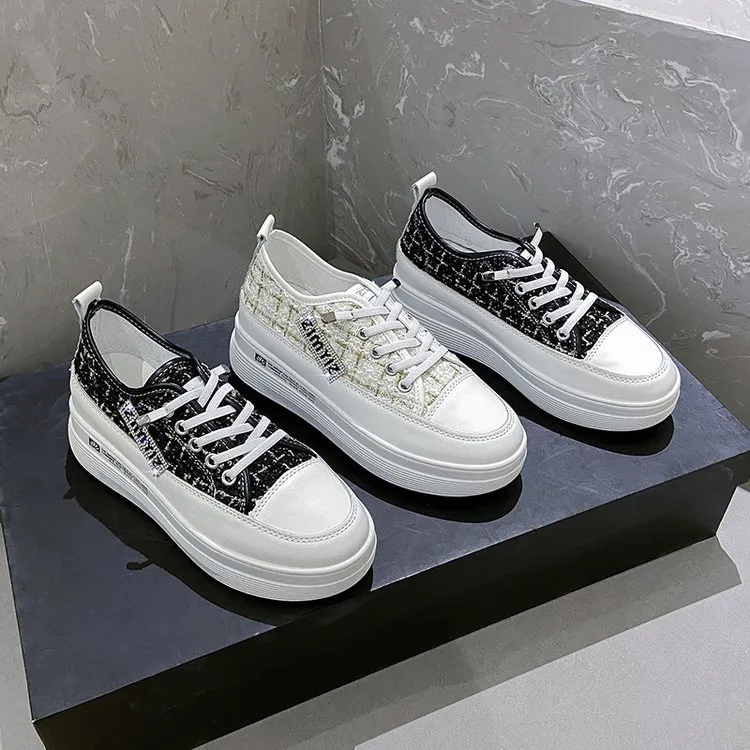 Thick Bottom Small White Shoes Women 2025 Autumn And Winter New Set Of Loose Cake Sports Single Shoes Women Round Head With Women's Board Shoes HZ0115