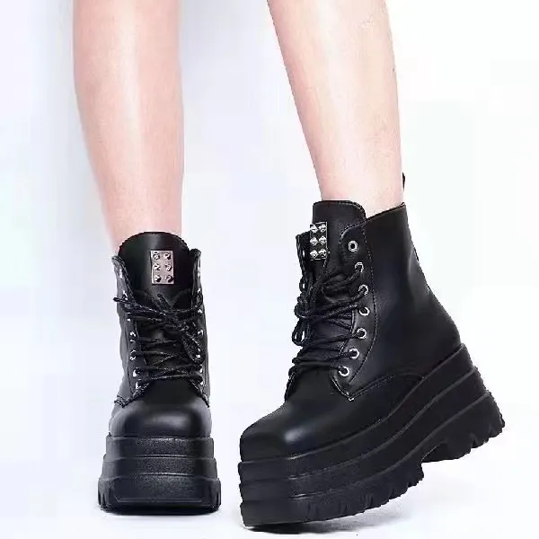 2025 New Large-Size Thick-Bottomed With Short Boots Women's Round-Headed Pine Cake Fashion Martin Boots HZ0115